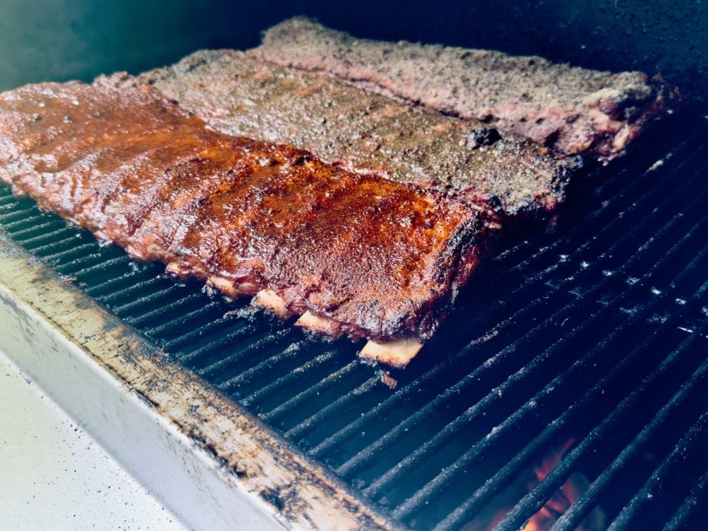 st louis pork ribs on a smoker