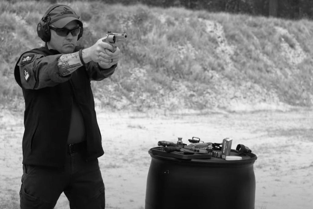 caleb giddings shooting a taurus revolver