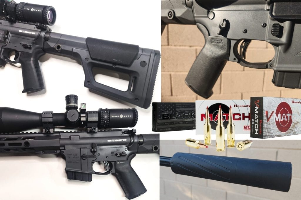 Rise Armament Watchman XR, Silencer Central BANISH, Hornady 22 ARC Match ammunition