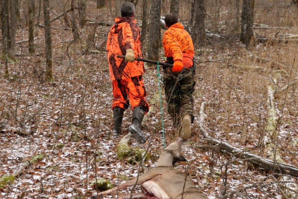 dragging a deer